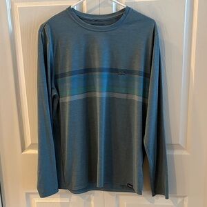 Patagonia Men's Teal Long Sleeve athletic Tee, Moisture Wicking Medium